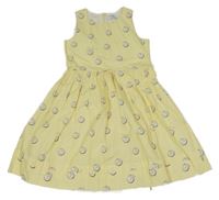 Žluté puntíkaté plátěné šaty 