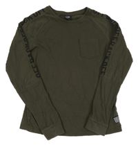 Tmavozelené pyžamové triko s kapsou 