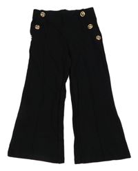 Černé flare tregíny se zlatými knoflíky H&M