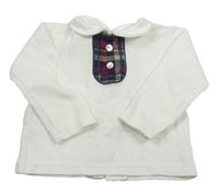 Bílé žebrované triko s límečkem a knoflíky