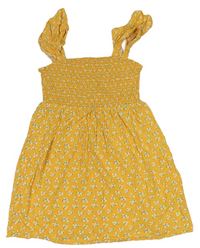Hořčicové květované lehké šaty Primark