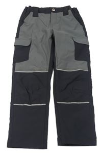 Černo-šedé šusťákové outdoorové kalhoty 
