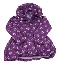 Fialová květovaná šusťáková jarní parka s kapucí TCM