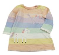 Barevné pruhované teplákové šaty s jednorožcem a dinem F&F