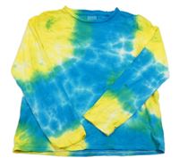 Modro-žluté batikované triko Zara