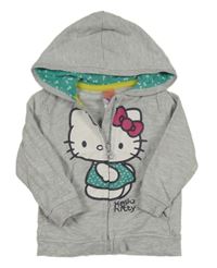 Světlešedá propínací mikina s Hello Kitty a kapucí C&A