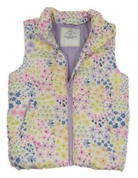 Bílo-barevná květovaná šusťáková zateplená vesta George