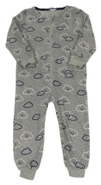 Šedý fleecový overal s mraky 