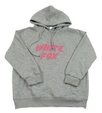 Šedá mikina s nápisem a kapucí 