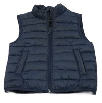 Tmavomodrá šusťáková prošívaná zateplená vesta Primark