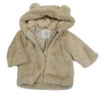 Béžová kožešinová podšitá bunda s kapucí F&F