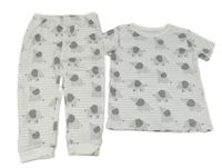 Bílo-šedé pruhované pyžamo se slony 