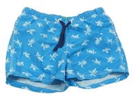 Světlemodré plážové kraťasy s želvičkami Benetton