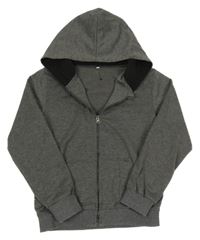 Tmavošedá propínací mikina s kapucí 