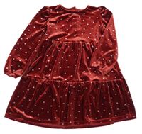 Vínové sametové puntíkaté šaty George