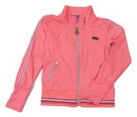 Neonově růžová propínací crop sportovní mikina s číslem 