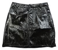 Černá koženková lesklá sukně Primark