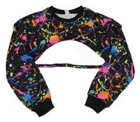 Černo-barevná crop mikina s fleky Shein