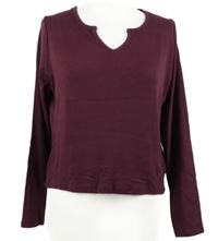 Dámské vínové žebrované crop triko Primark 