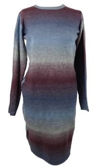 Dámské modro-purpurové pruhované svetrové šaty Up2Fashion 