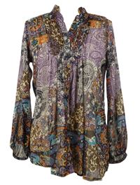 Dámská fialovo-barevná vzorovaná žoržetová halenka Wallis 