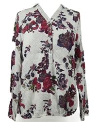 Dámská bílo-vínová květovaná halenka 