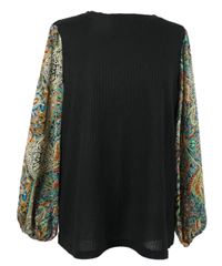 Dámská černo-barevná halenka se vzorovanými rukávy Shein 