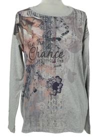 Dámské šedé triko s potiskem Gina Laura 