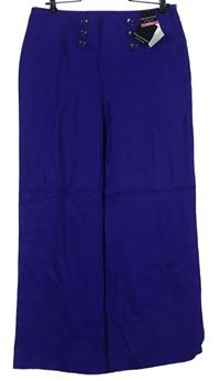 Nové - Dámské fialové lněné palazzo kalhoty Debenhams 