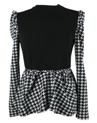 Dámská černo-bílá vzorovaná peplum halenka Shein 