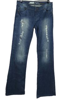 Dámské modré bootcut rifle s prošoupáním New Look 