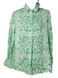 Dámská bílo-zelená kytičkovaná halenka M&S