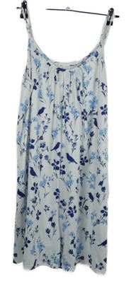 Dámský bílo-modrý kytičkovaný letní overal 