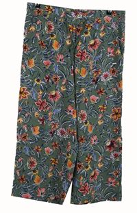 Dámské khaki květované culottes kalhoty Cecil 