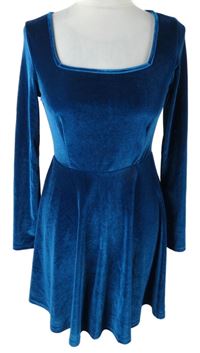 Dámské modré sametové šaty Shein 