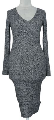Dámské černo-šedé melírované svetrové šaty Miss Selfridge 