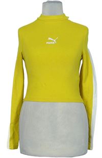 Dámské žluto-bílé crop triko s logem Puma 