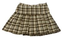 Hnědo-bílá kostkovaná skládaná sukně H&M