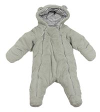 Světlešedá chlupatá zateplená kombinéza s kapucí Mamas&Papas