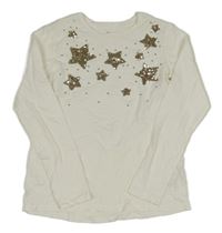 Bílé triko s hvězdičkami z flitrů Nutmeg 