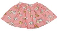Růžová tepláková sukně s pejsky 