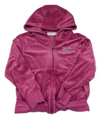 Rubínová sametová propínací mikina s kamínky a kapucí juicy couture 