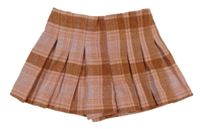 Rezavo-růžovo-bílá kostkovaná skládaná sukně Matalan