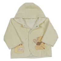 Smetanová sametová zateplená propínací mikina s medvídkem a kapucí 
