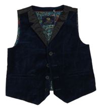 Tmavomodrá sametová slavnostní vesta Next