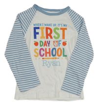 Bílo-pruhované triko s nápisem 