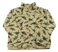 Béžová fleecová propínací mikina s dinosaury H&M