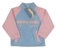 Nové - modro-růžová fleecová mikina s nápisem 