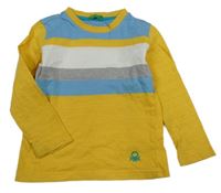 Modro-bílo-žluté pruhované triko Benetton