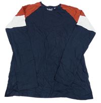 Tmavomodro-červeno-bílé triko C&A